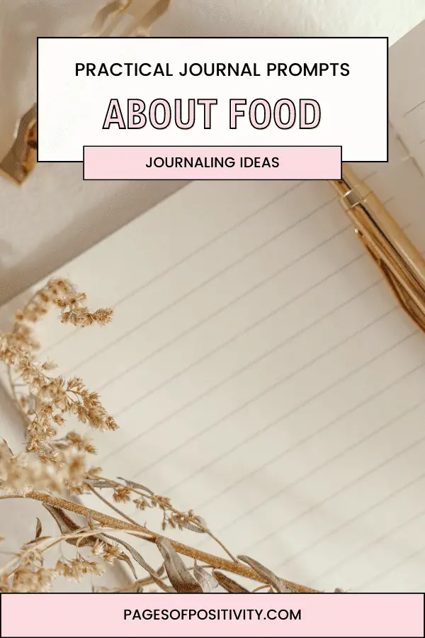 a pin for a blog post about journal prompts about food
