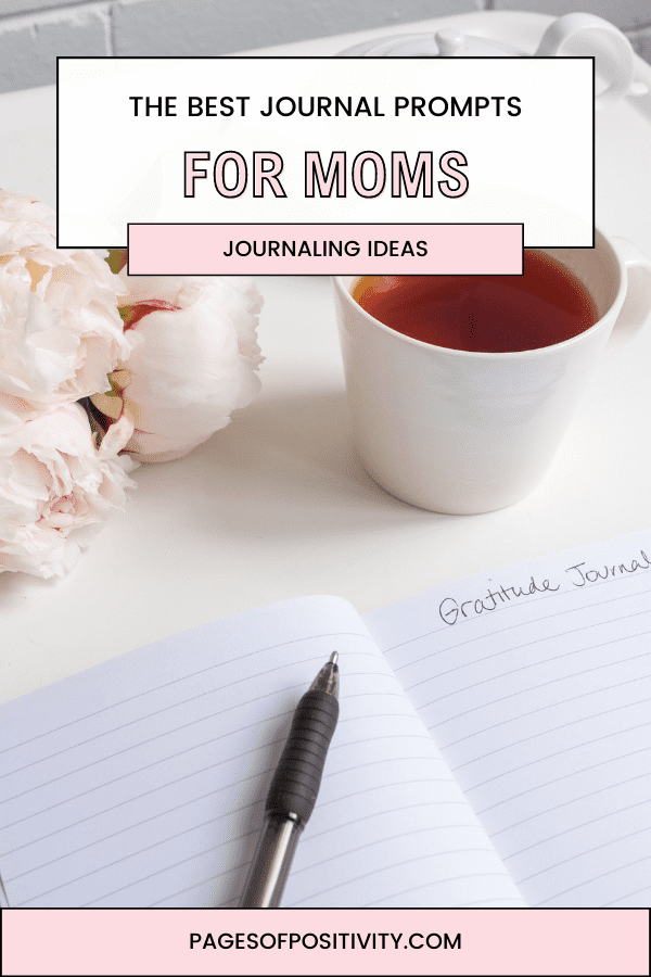 a pin for a blog post about journal prompts for moms