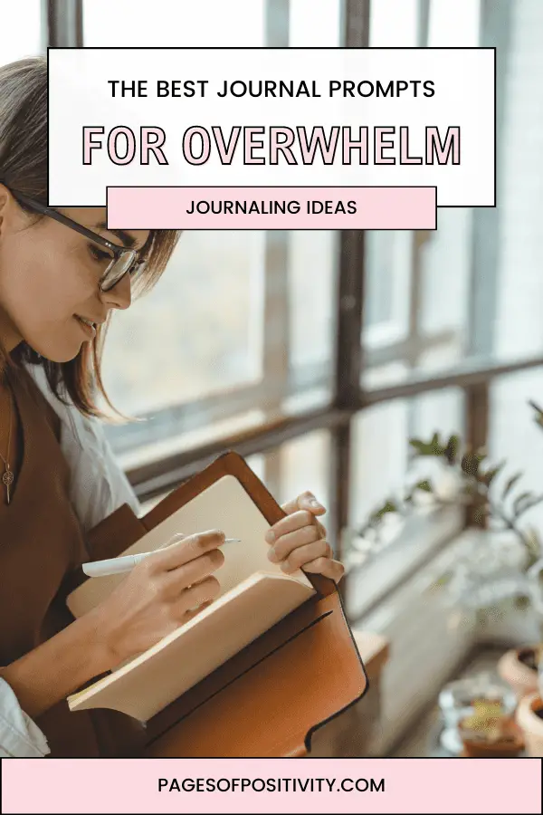 a pin for a blog post about journal prompts for overwhelm