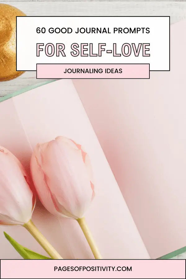a pin that says in a large font journal prompts for self-love