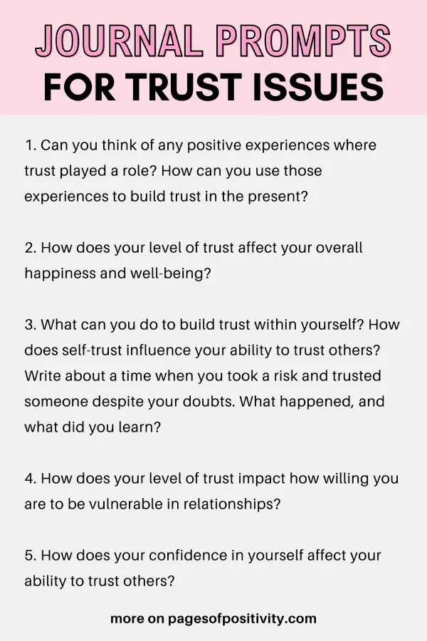 a pin for a blog post about trust issues journaling prompts