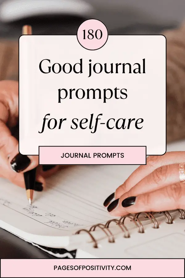 a pin that says in a large font journal prompts for self-care