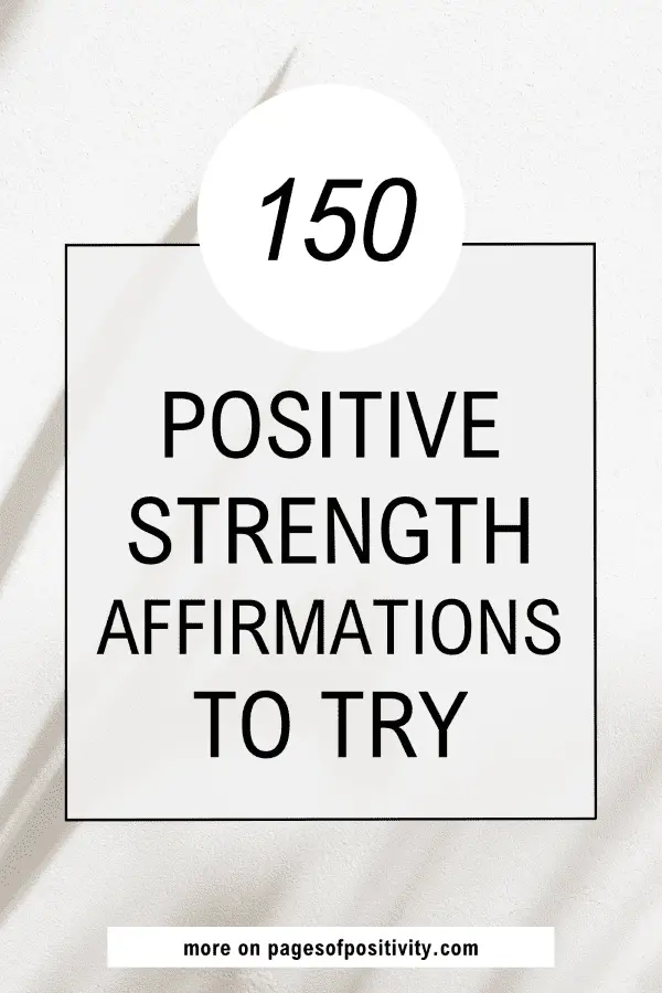 a pin that says in a large font affirmations for strength