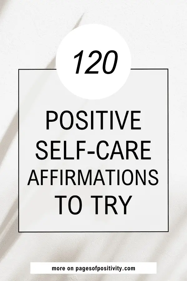 a pin that says in a large font affirmations for self-care
