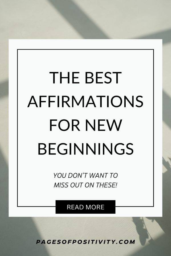 a pin that says in a large font affirmations for fresh beginnings