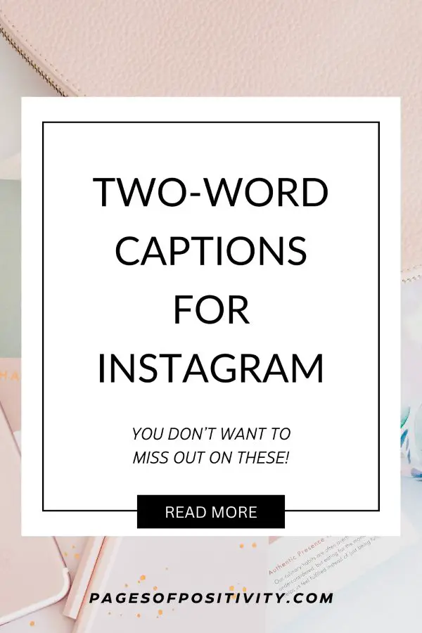 a pin for a blog post about two-word captions for instagram