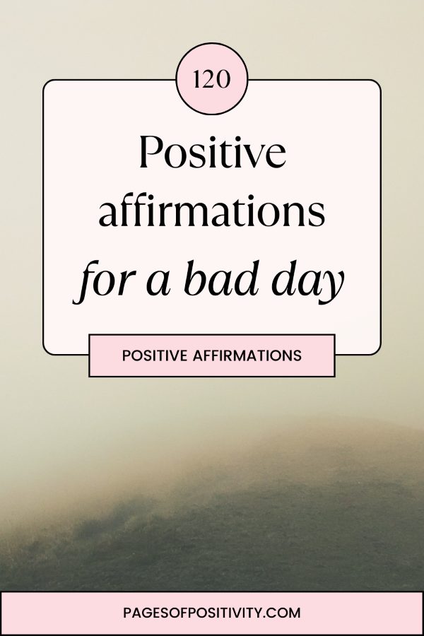 a pin that says in a large font affirmations for a bad day