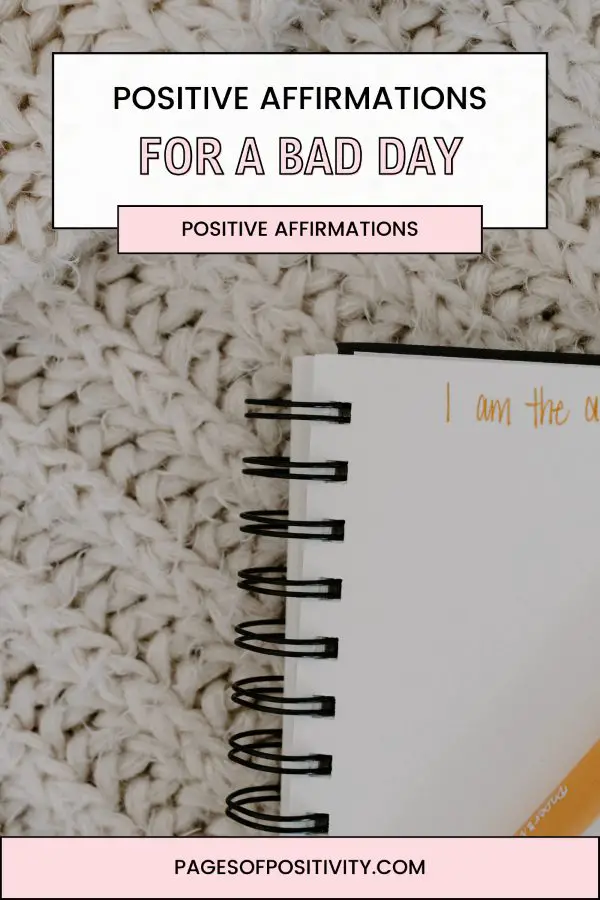 a pin that says in a large font affirmations for a bad day