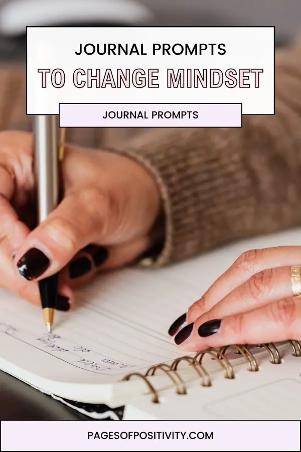 a pin that says in a large font journal prompts for a better mindset