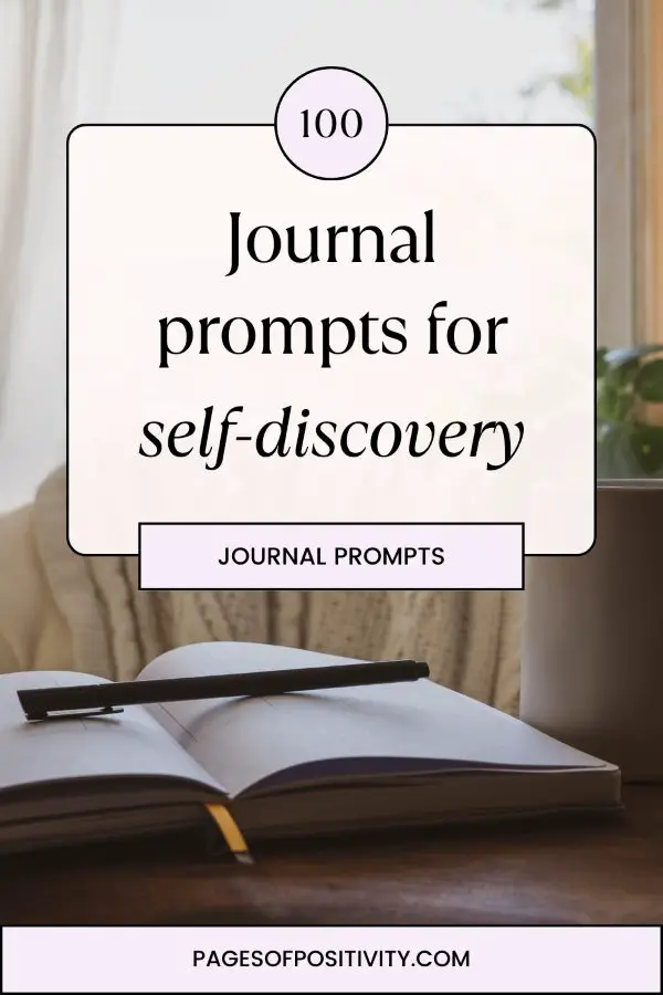 a pin that says in a large font journal prompts for self-discovery