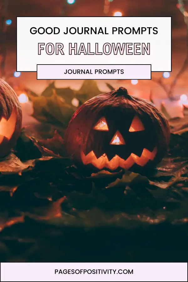 a pin that says in a large font halloween journal prompts