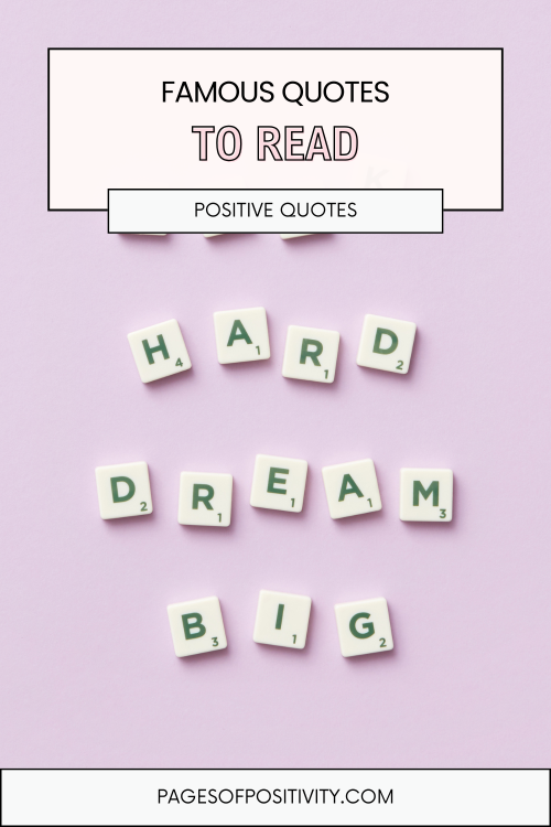 a pin that says in a large font famous quotes