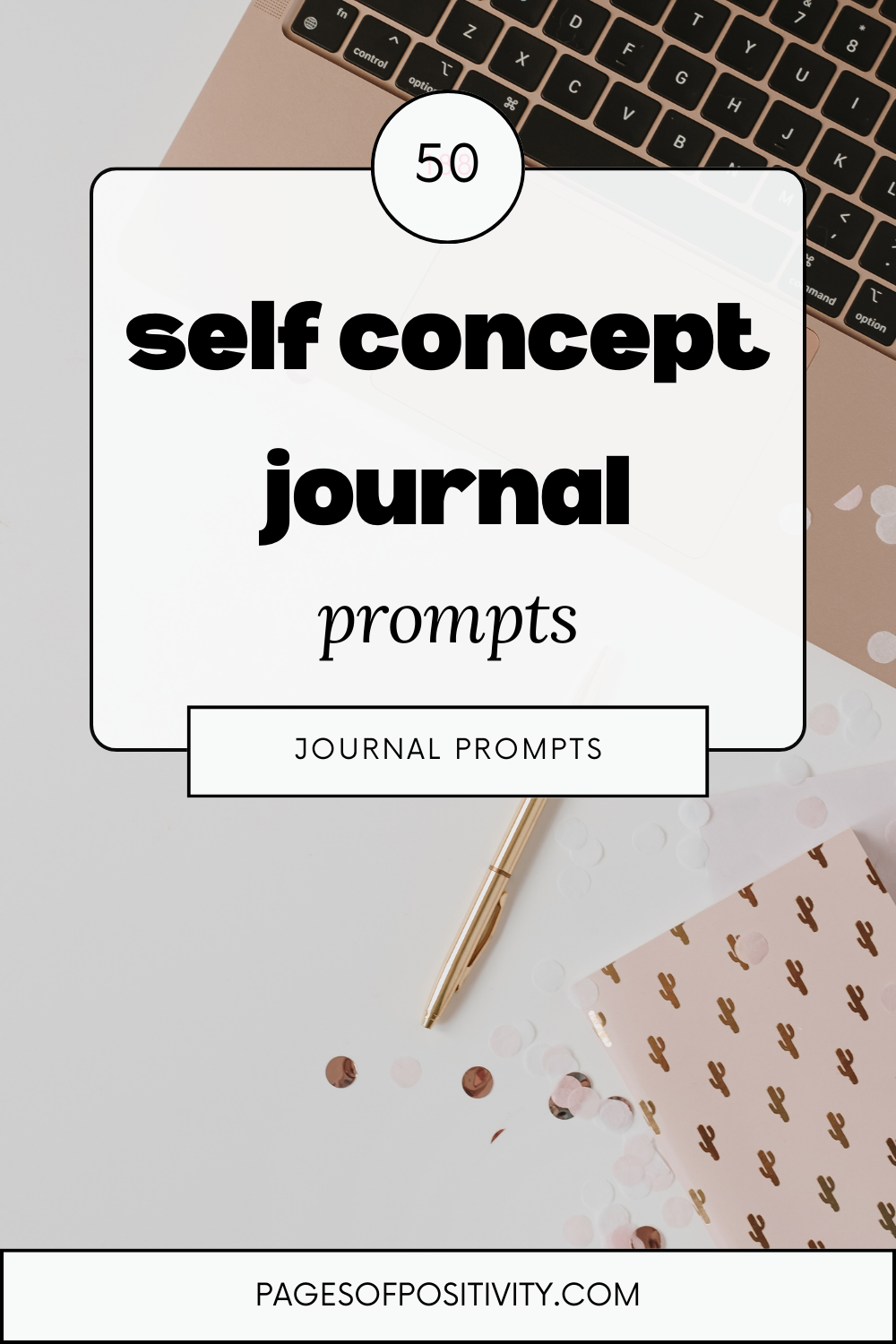 a pin that says in a large font self-concept journal prompts
