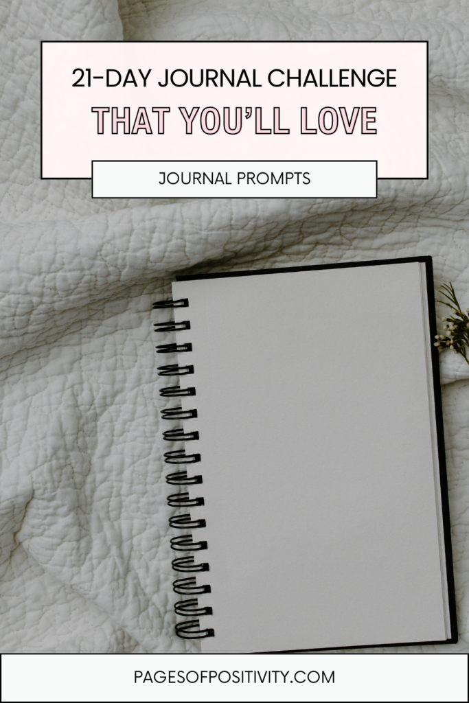 a pin that says in a large font 21 day journal challenge