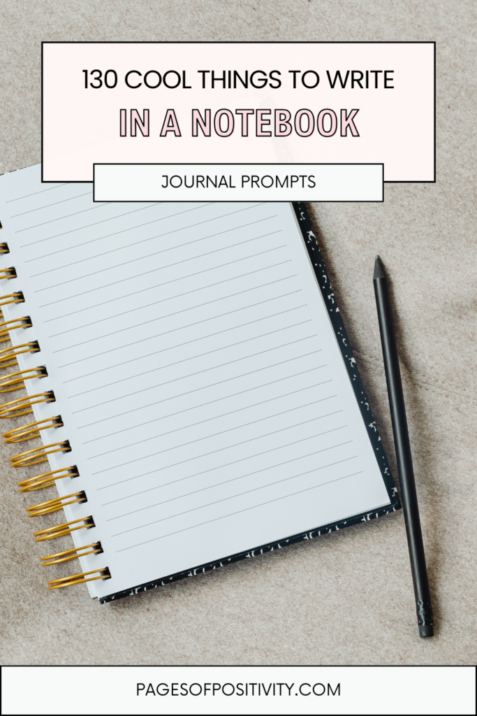 a pin that says in a large font cool things to write in a notebook